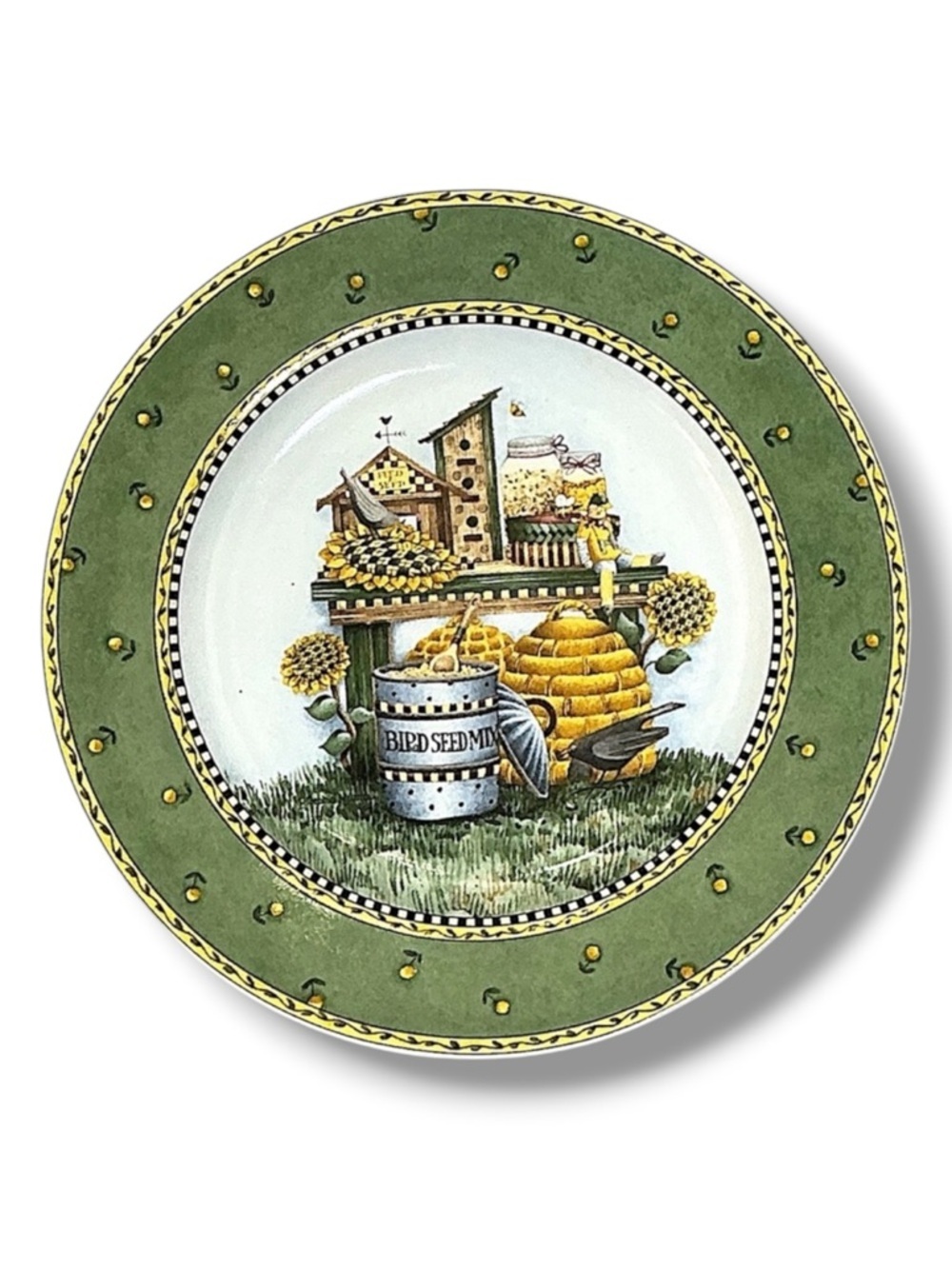 Vintage Birdhouse Plate Debbie Mumm Garden Vignette Sunflowers Retired 1999